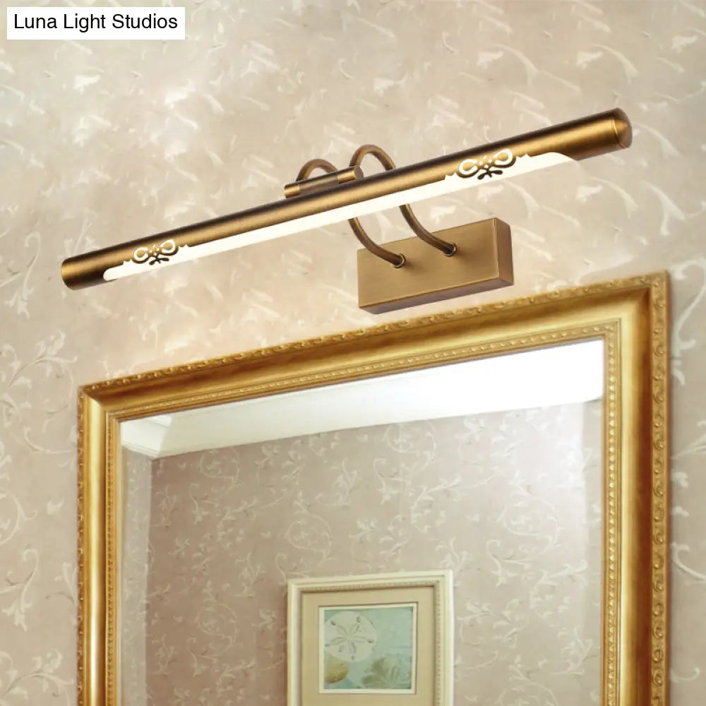 Hollowed Bronze Wall Sconce With Rotating Led Vanity Light For Traditional Metal Bathrooms