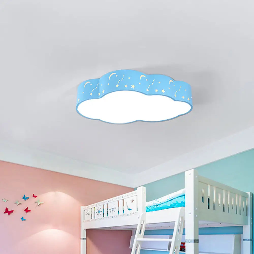 Hollowed-Out Cloud Led Flush Light: Macaron Acrylic Red/Yellow/Blue 20.5’/24.5’ Width Blue / 20.5’