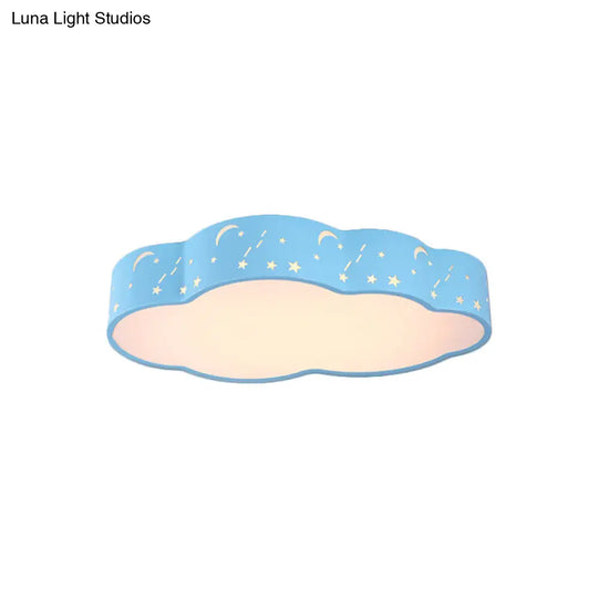 Hollowed-Out Cloud Led Flush Light: Macaron Acrylic Red/Yellow/Blue 20.5/24.5 Width