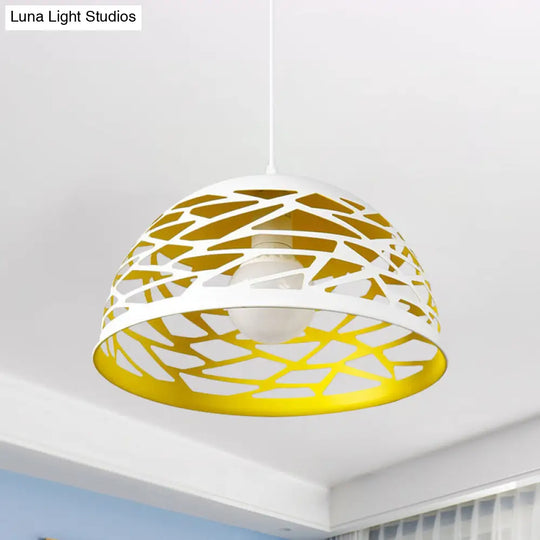 Hollowed-Out Dome Pendant Light - Nordic Metal Yellow 1 Head Cord Hanging