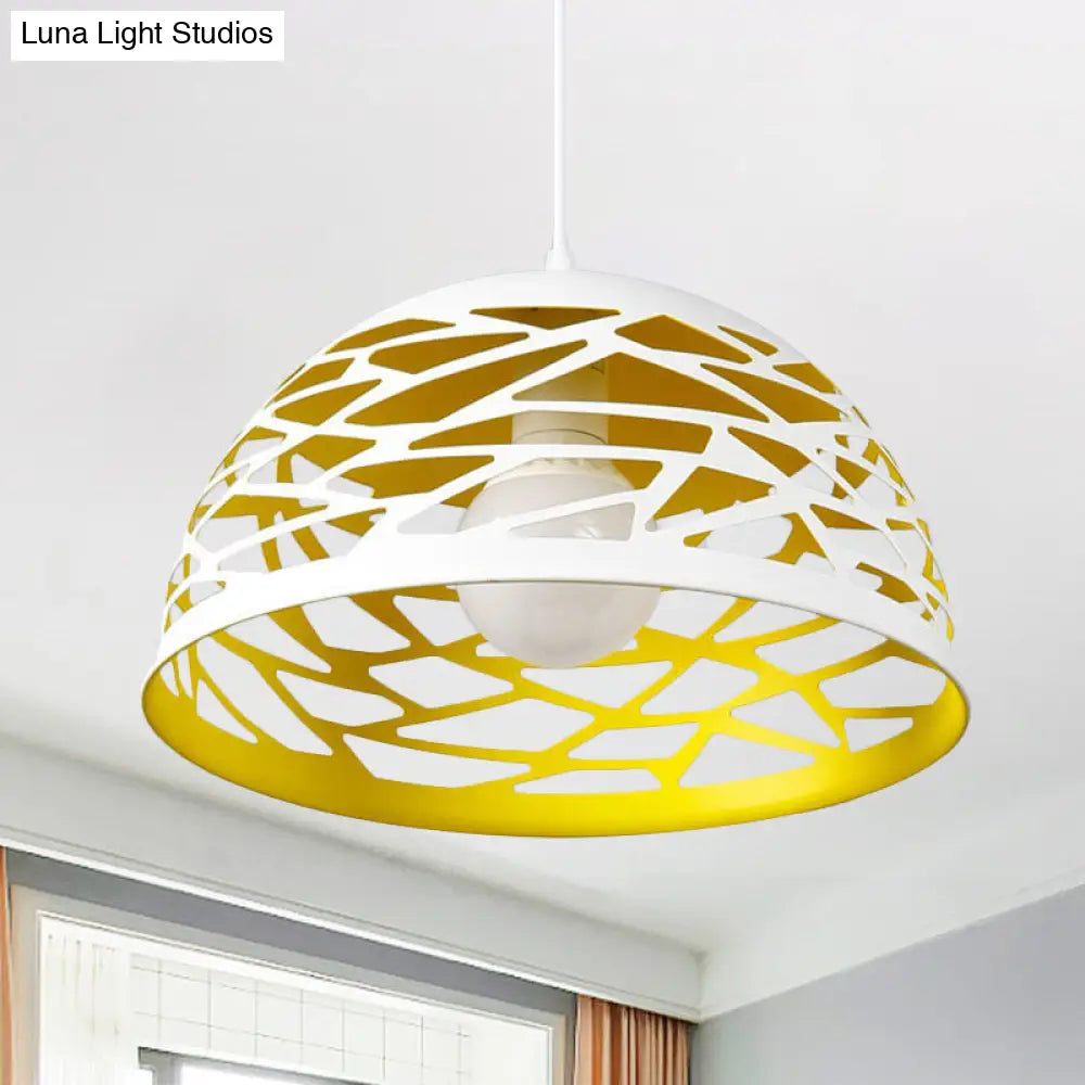 Hollowed-Out Dome Nordic Pendant Light - Yellow / 12