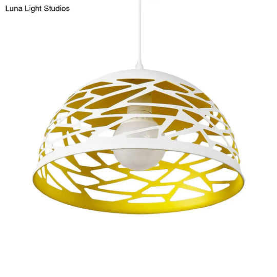 Hollowed-Out Dome Nordic Pendant Light - Yellow