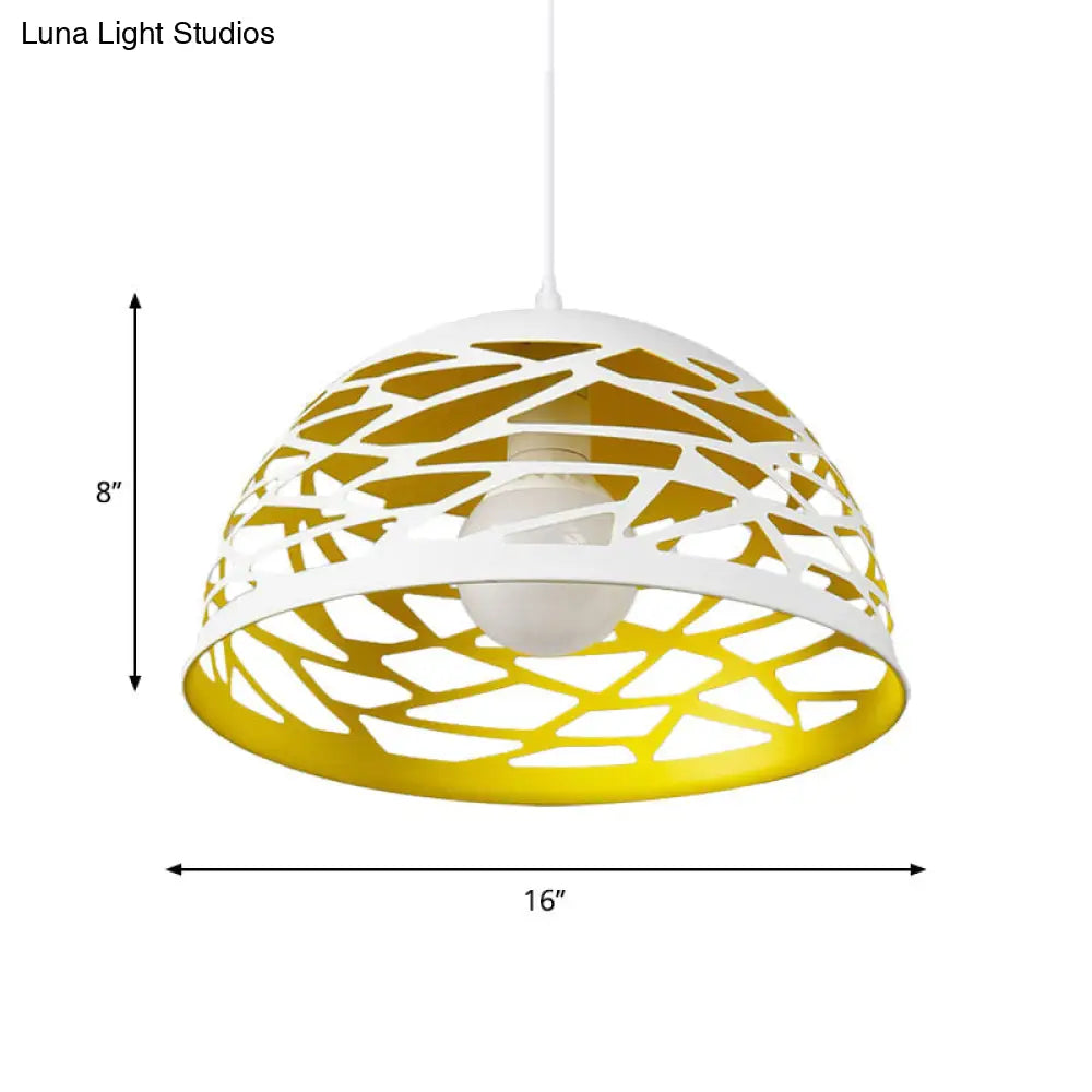 Hollowed-Out Dome Nordic Pendant Light - Yellow