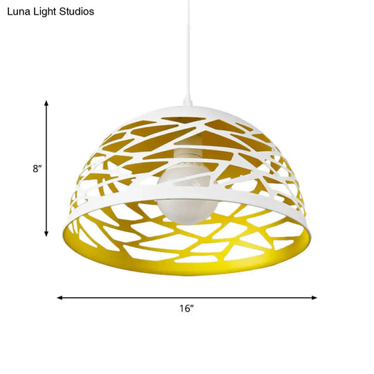 Hollowed-Out Dome Nordic Pendant Light - Yellow