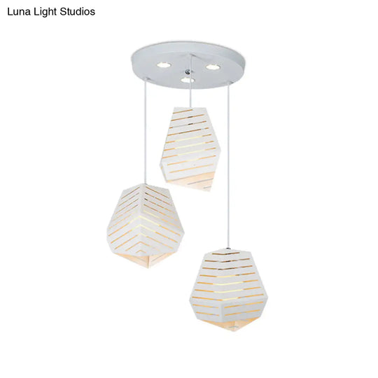 Hollowed Rock Shape Pendant Iron Lighting Fixture - Modern 3-Light Suspension For Dining Table White