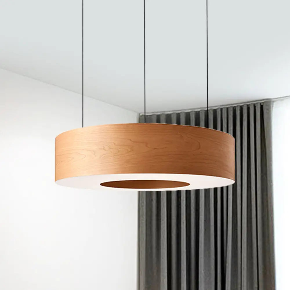 Hollowed Round Wooden Led Pendant Light For Restaurant Ceiling Wood