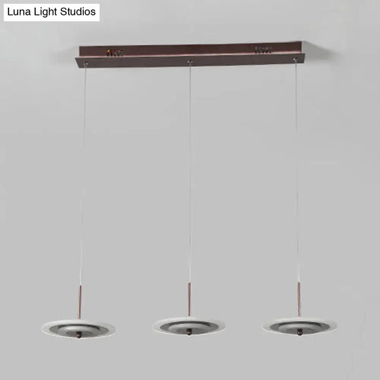 Homam - Modern White/Brown Round Ceiling Light Led 3/6-Light Acrylic Hanging Pendant In