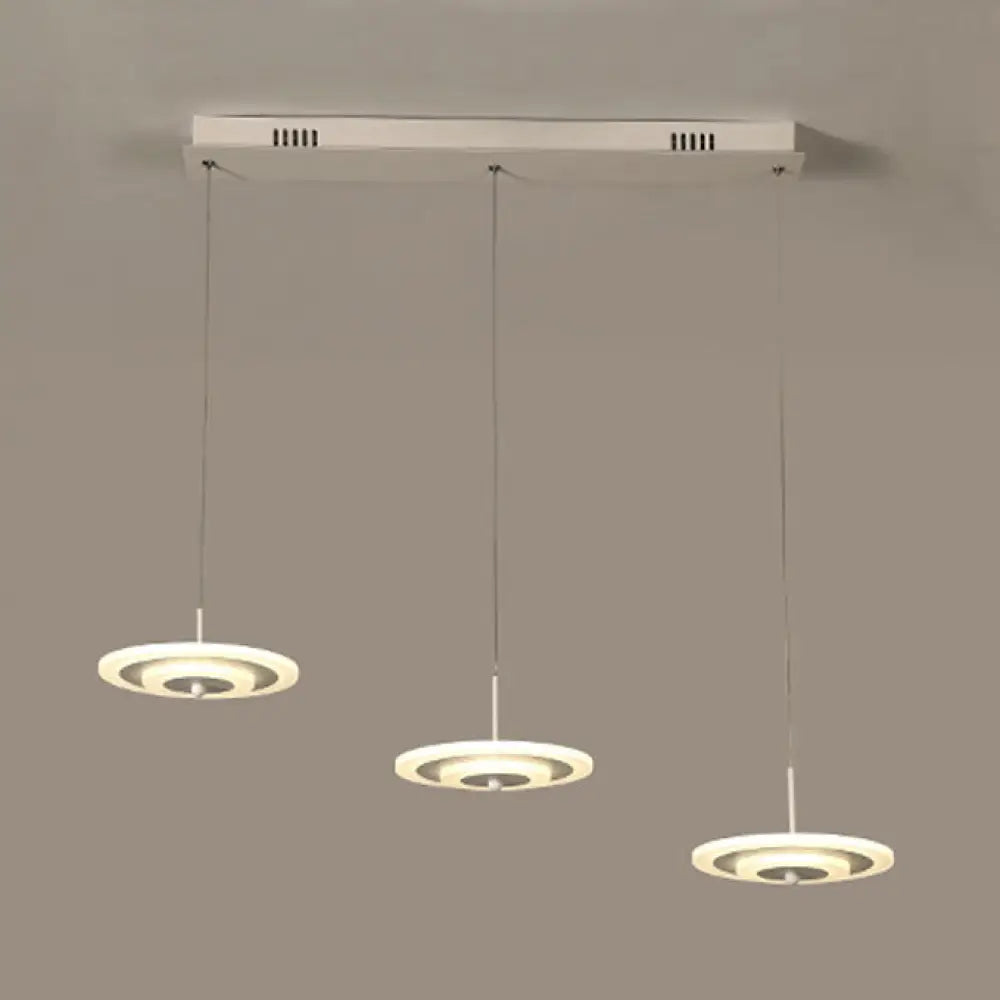 Homam - Modern White/Brown Round Ceiling Light Led 3/6-Light Acrylic Hanging Pendant In