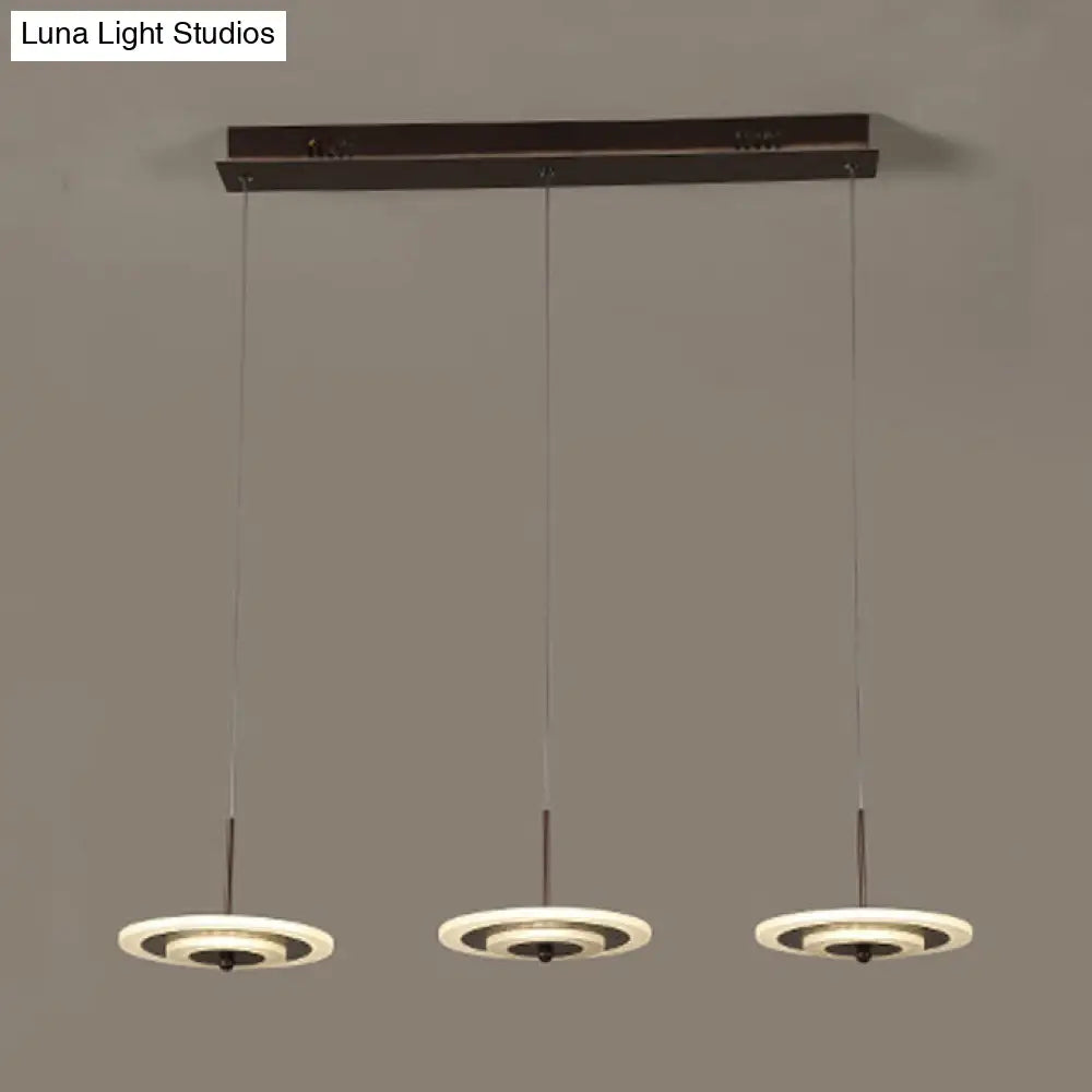 Homam - Modern White/Brown Round Ceiling Light Led 3/6-Light Acrylic Hanging Pendant In