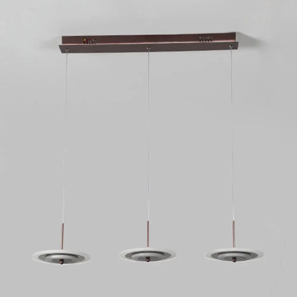 Homam - Modern White/Brown Round Ceiling Light Led 3/6-Light Acrylic Hanging Pendant In