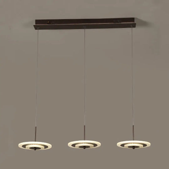 Homam - Modern White/Brown Round Ceiling Light Led 3/6-Light Acrylic Hanging Pendant In