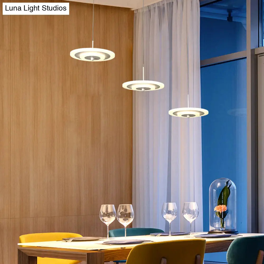 Homam - Modern White/Brown Round Ceiling Light Led 3/6-Light Acrylic Hanging Pendant In