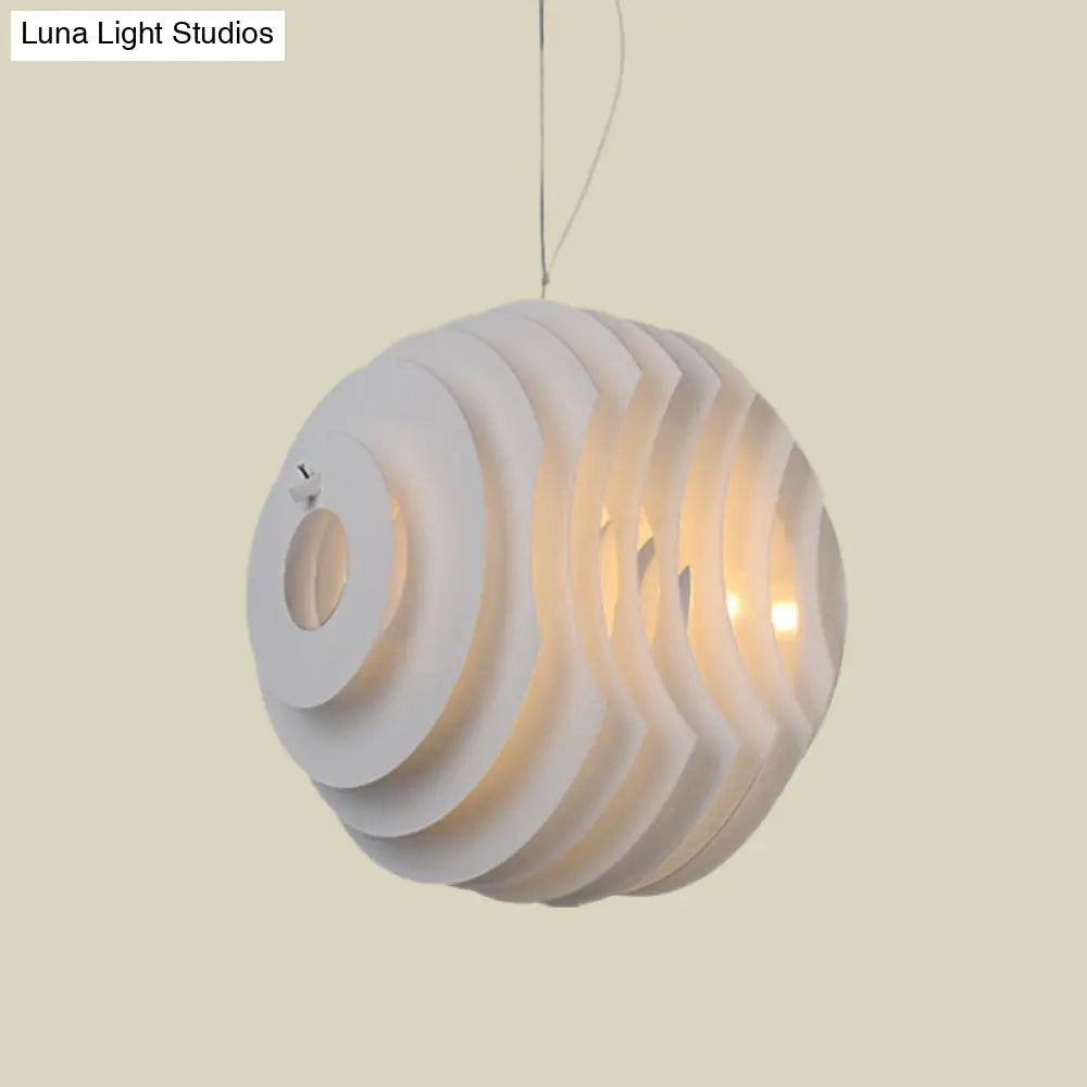 Modern White Honeycomb Dining Room Pendant Light With Metal Suspension - 1-Light