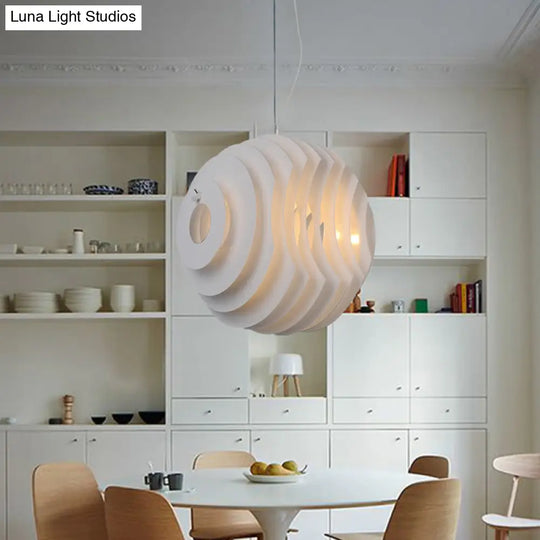 Honeycomb Dining Room Pendant Light In White - Modern Metal Suspension Lamp