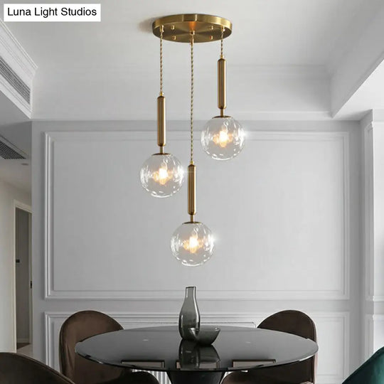 Honeycomb Glass Cluster Pendant Light With 3-Heads And Gold Finish