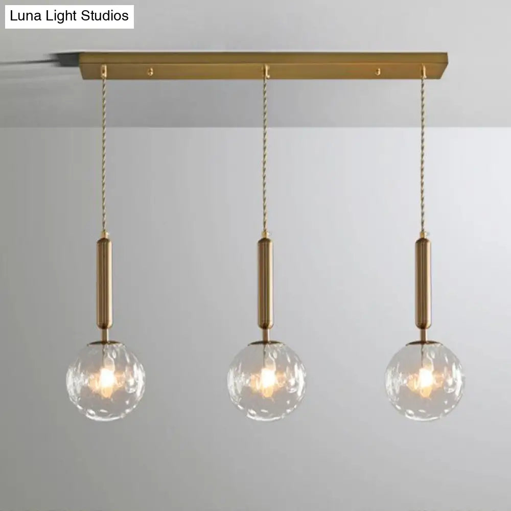 Honeycomb Glass Cluster Ball Pendant Light With 3-Head Gold Finish