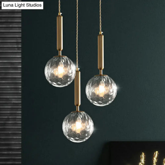 Honeycomb Glass Cluster Ball Pendant Light With 3-Head Gold Finish