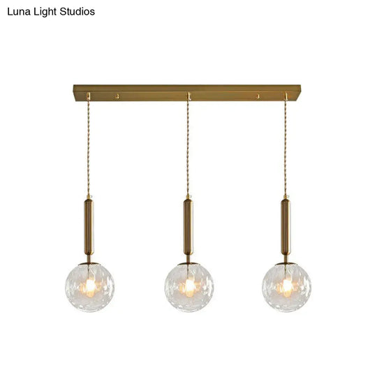 Honeycomb Glass Cluster Ball Pendant Light With 3-Head Gold Finish / Linear