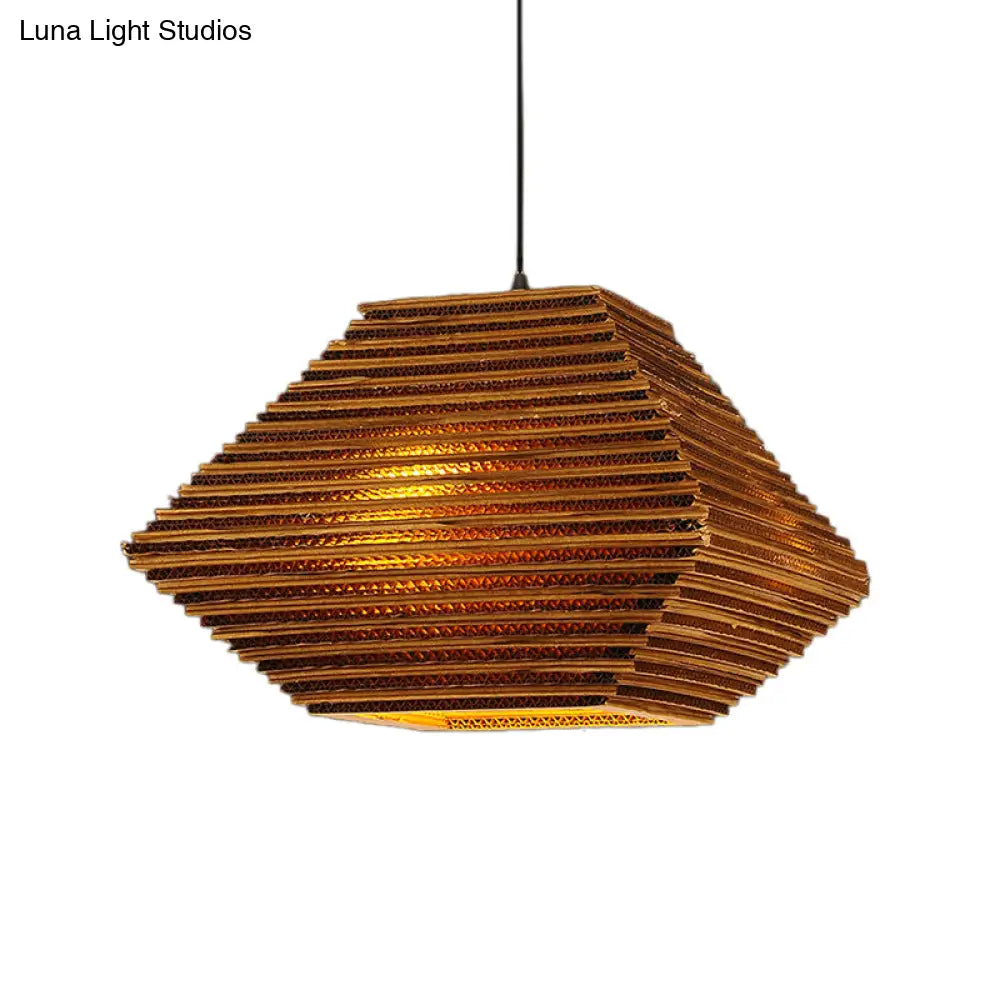 Honeycomb Pendant Lighting - Vintage Recycled Cardboard Bar Lamp With 1 Head