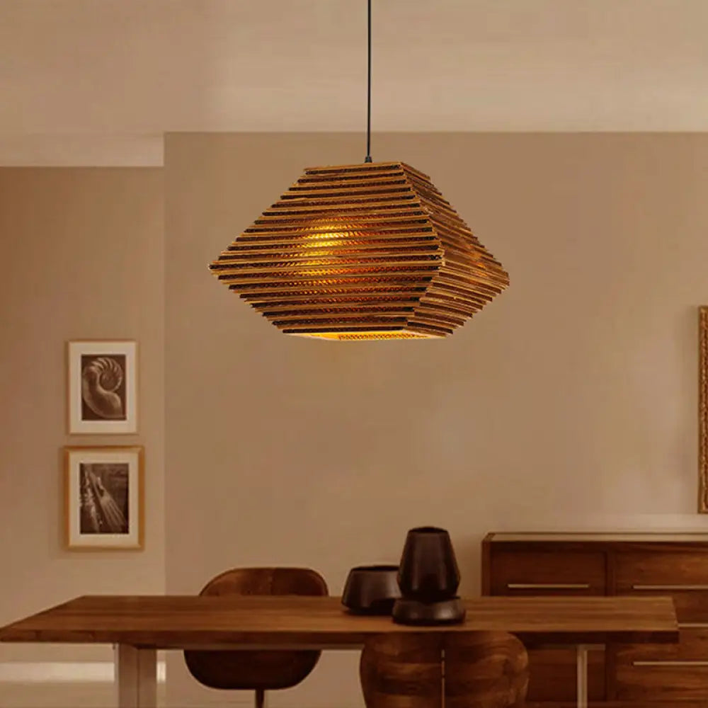 Honeycomb Pendant Lighting - Vintage Recycled Cardboard Bar Lamp With 1 Head Brown