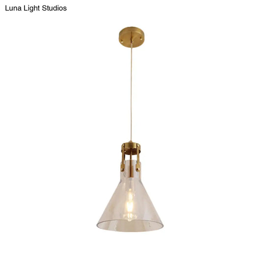 Horn Kitchen Table Pendant: Elegant Cognac Glass & Simple Style Suspension Lighting