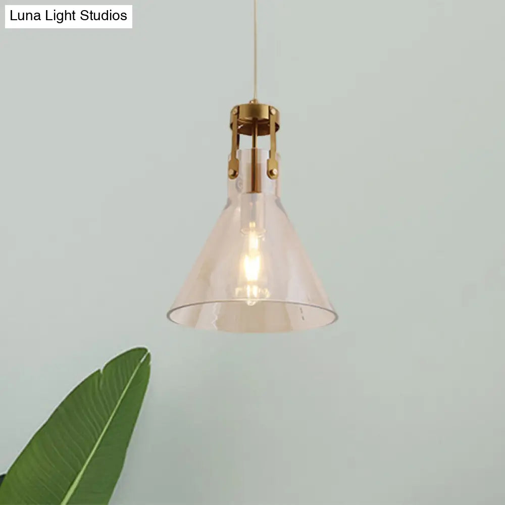 Horn Kitchen Table Pendant Light - Cognac Glass Simple Style Suspension Lighting