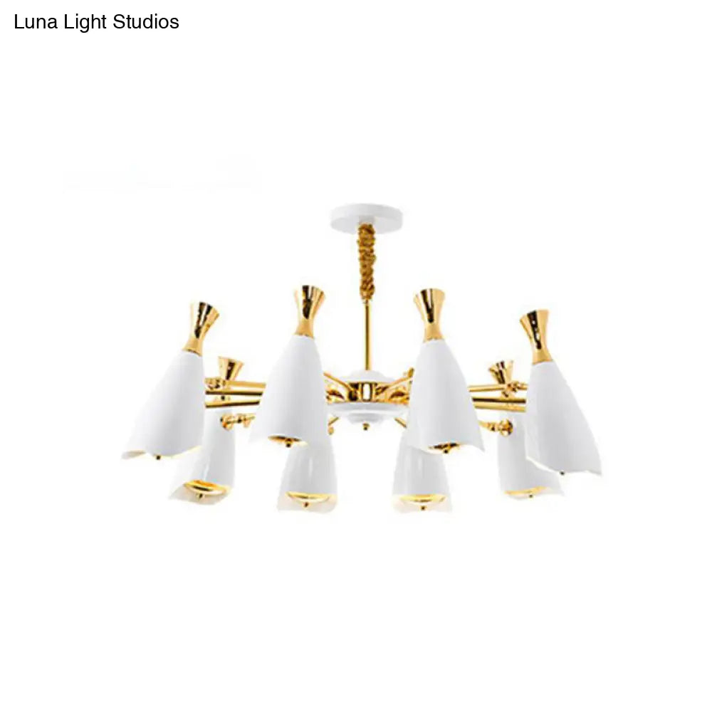 Sleek Metallic Led Chandelier For Modern Living Room Décor 8 / White