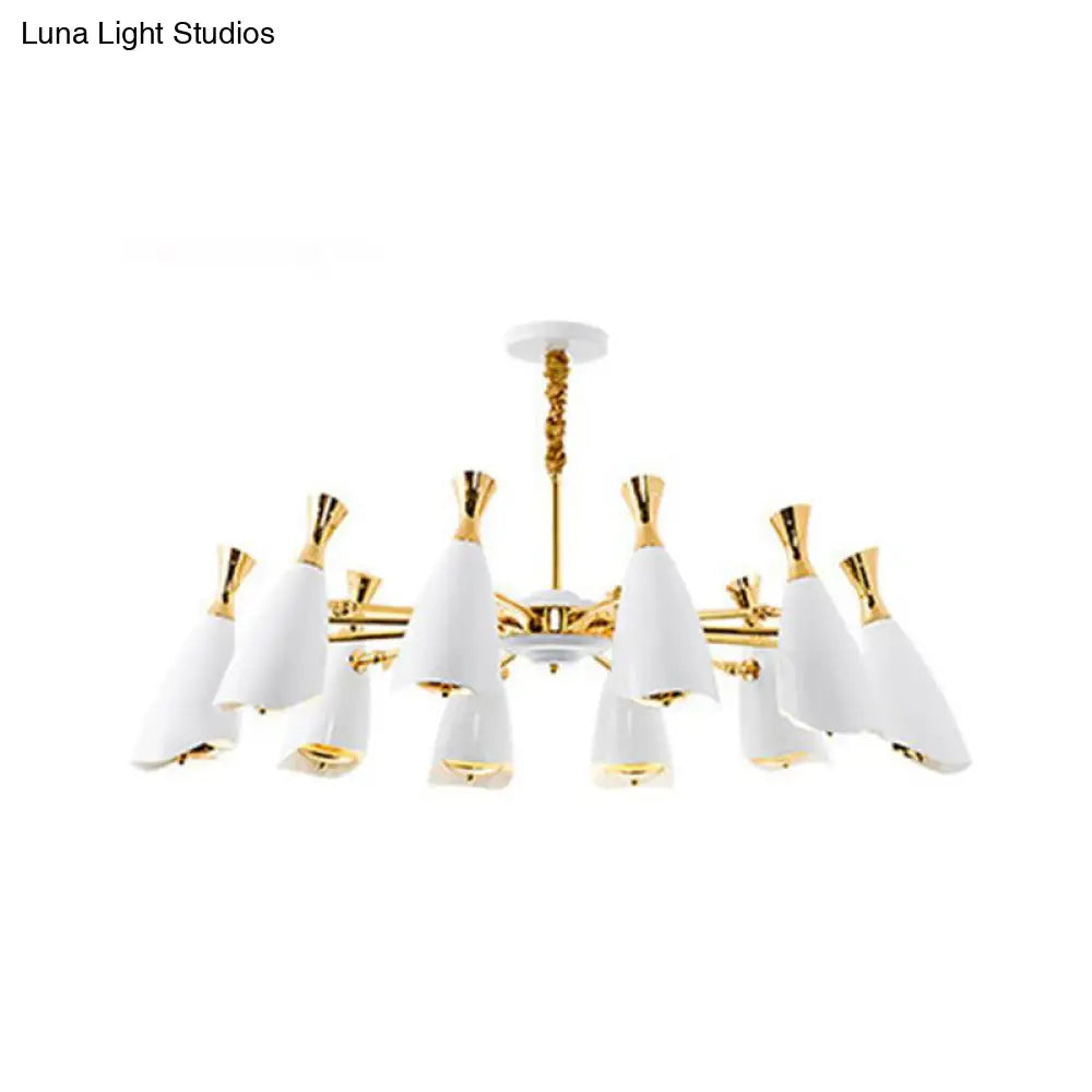 Sleek Metallic Led Chandelier For Modern Living Room Décor 10 / White