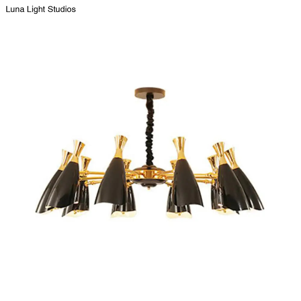 Sleek Metallic Led Chandelier For Modern Living Room Décor