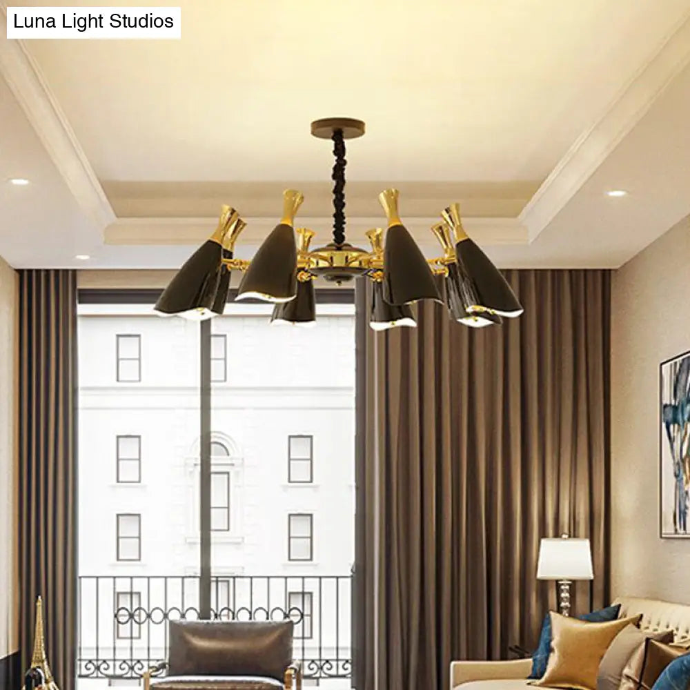 Sleek Metallic Led Chandelier For Modern Living Room Décor