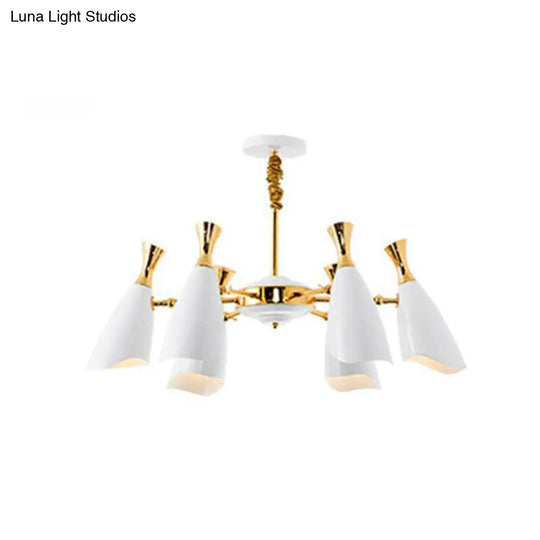 Horn-Shaped Led Suspension Light: Metallic Simplicity Chandelier For Living Room