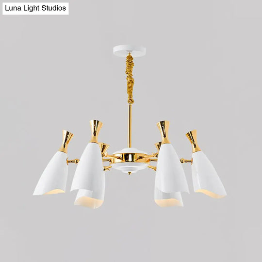 Horn-Shaped Led Suspension Light: Metallic Simplicity Chandelier For Living Room