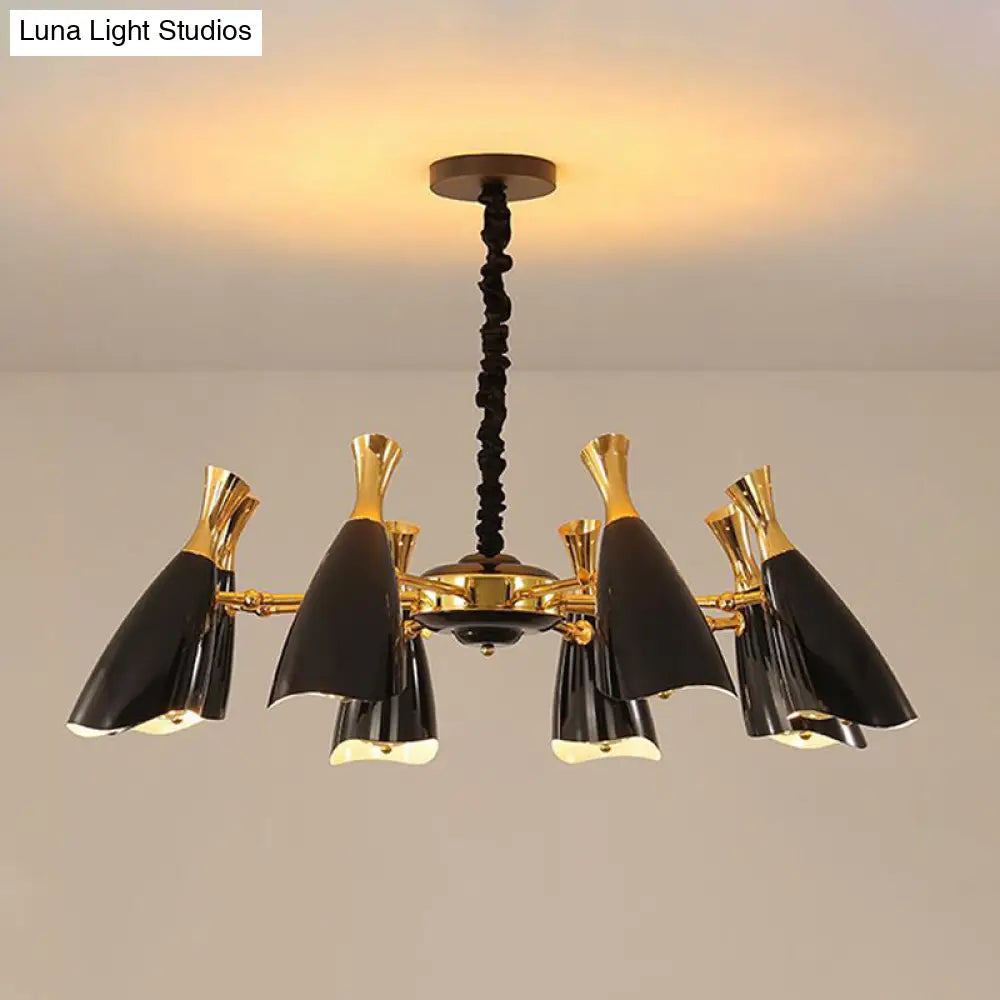 Sleek Metallic Led Chandelier For Modern Living Room Décor