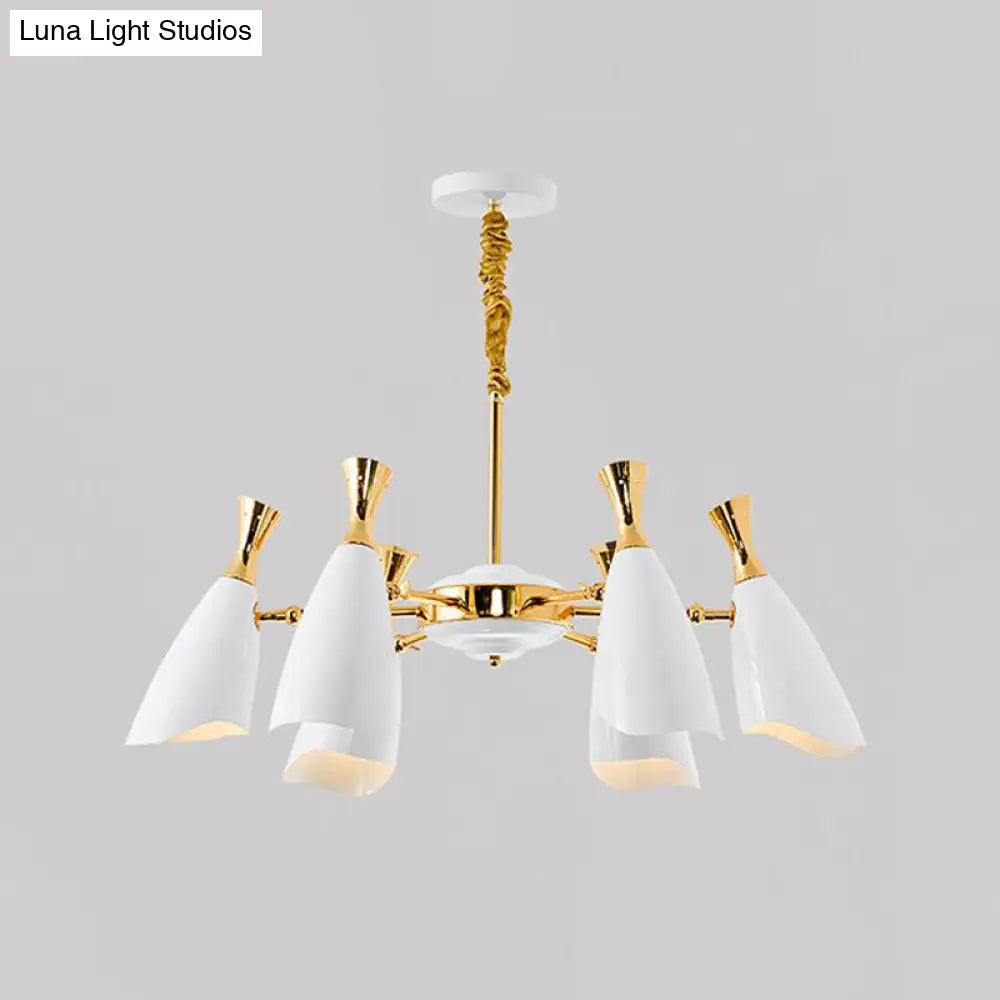 Sleek Metallic Led Chandelier For Modern Living Room Décor