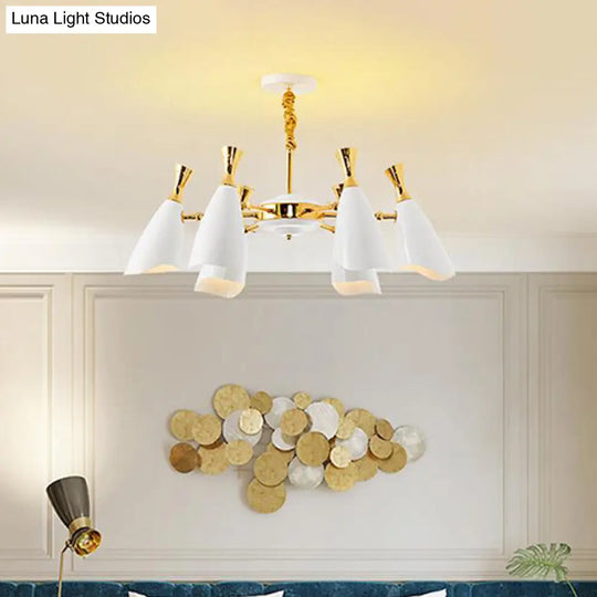 Sleek Metallic Led Chandelier For Modern Living Room Décor 6 / White