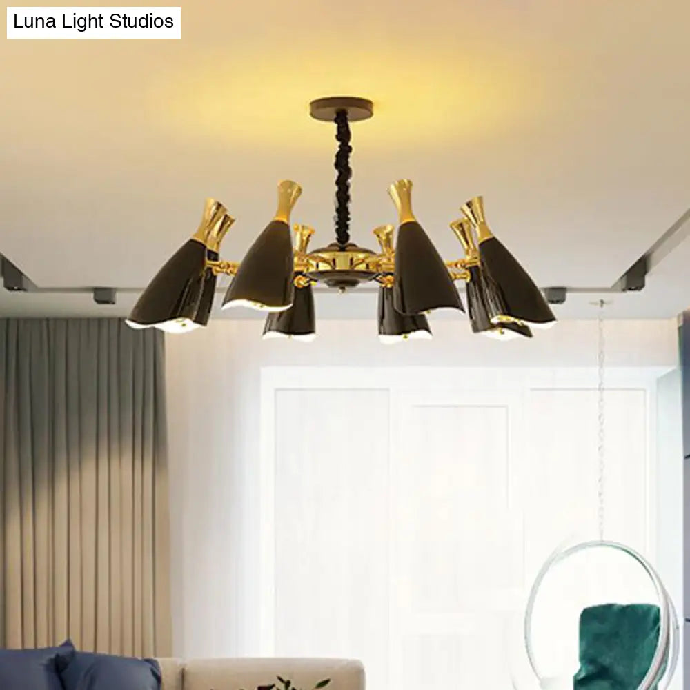 Sleek Metallic Led Chandelier For Modern Living Room Décor 8 / Black