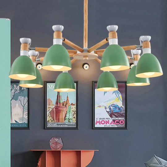 Horn-Shaped Macaroon Chandelier: Elegant Metal Pendant For Living Room Décor Green