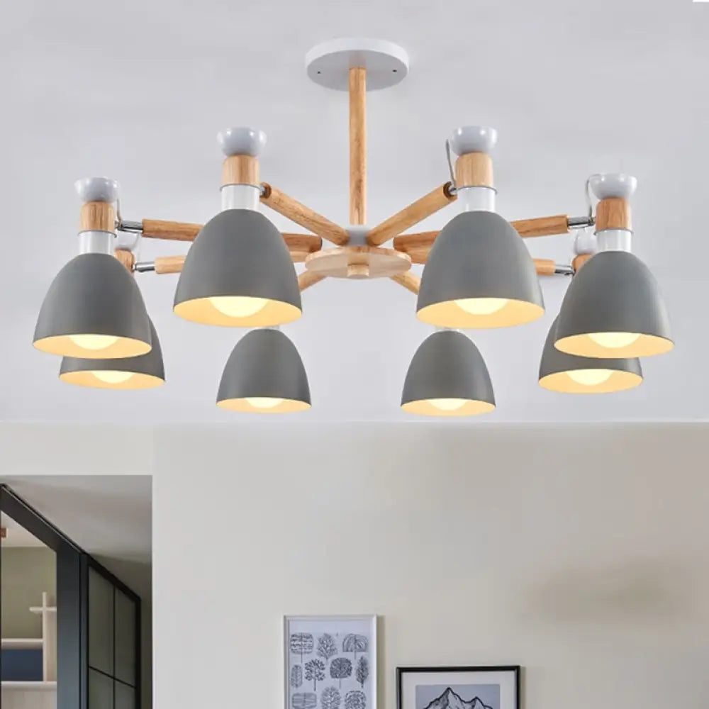 Horn-Shaped Macaroon Chandelier: Elegant Metal Pendant For Living Room Décor Grey