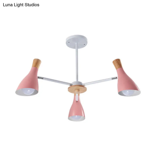 Horn-Shaped Metal Macaroon Chandelier: Ideal Kindergarten Hanging Pendant Fixture