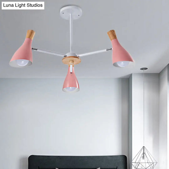 Horn-Shaped Metal Macaroon Chandelier: Ideal Kindergarten Hanging Pendant Fixture