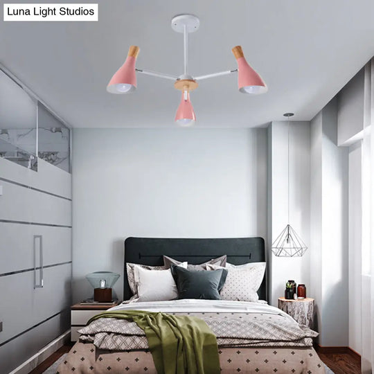 Horn-Shaped Metal Macaroon Chandelier: Ideal Kindergarten Hanging Pendant Fixture