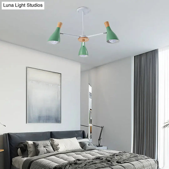 Horn-Shaped Metal Macaroon Chandelier: Ideal Kindergarten Hanging Pendant Fixture