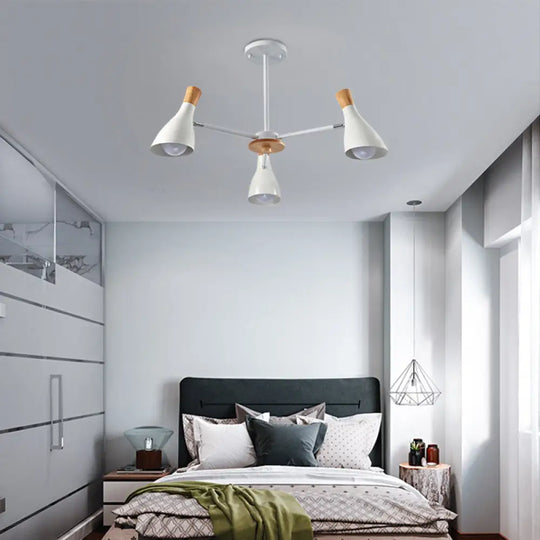 Horn-Shaped Metal Macaroon Chandelier: Ideal Kindergarten Hanging Pendant Fixture White