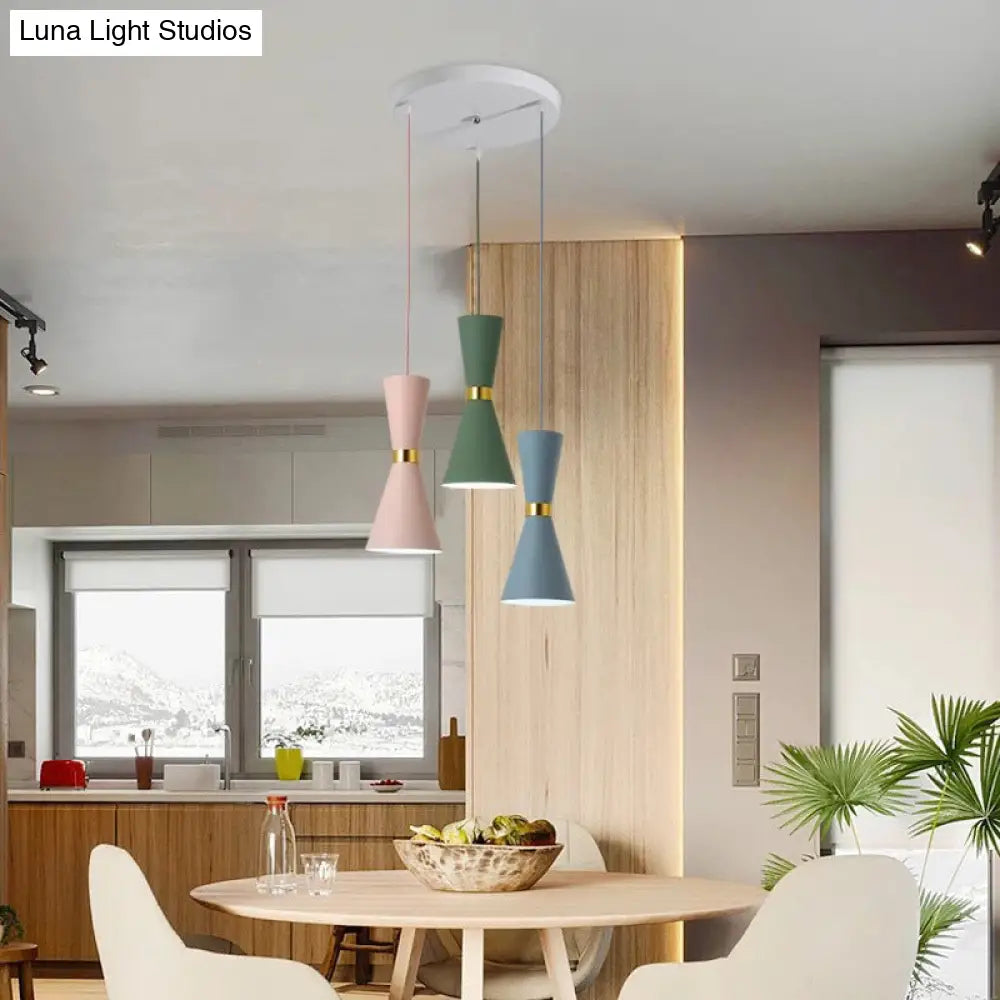Hourglass Ceiling Hang Fixture - Contemporary Metal Pendant Light For Dining Room Down Lighting