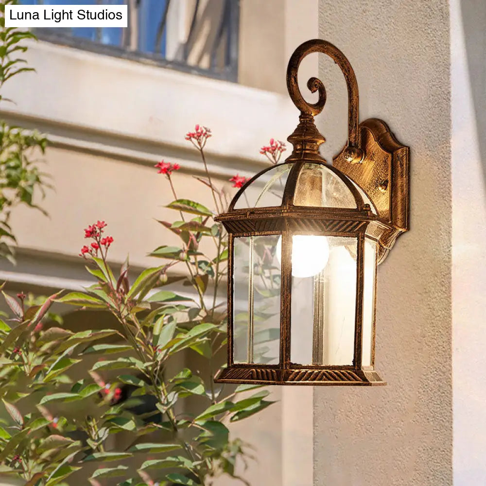 House Shaped Wall Mount Light With Clear Glass Ideal For Courtyard