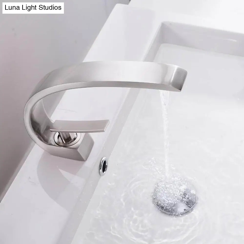 Hydrobliss - Crane Neck Bathroom Faucet Brushed Nickel