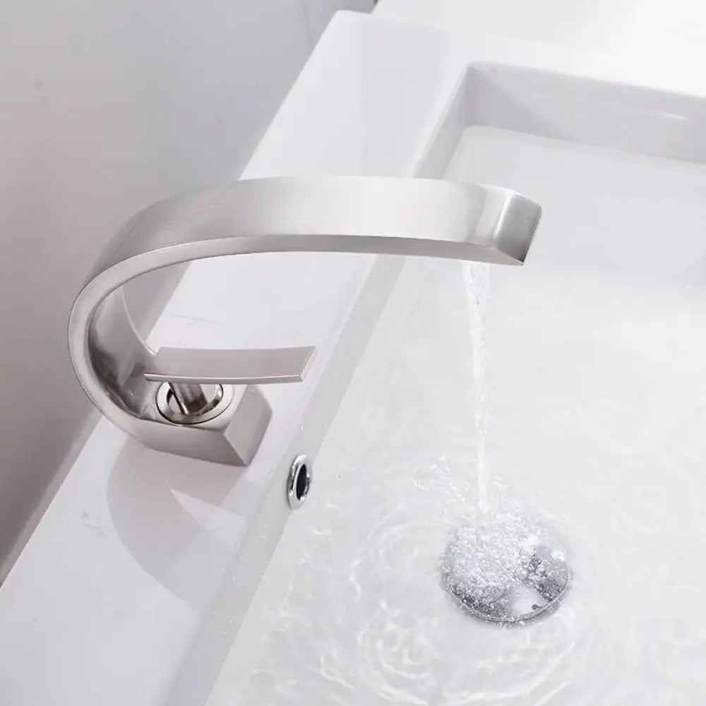 Hydrobliss - Crane Neck Bathroom Faucet Brushed Nickel