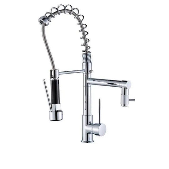Hydrobliss - Dual Spout Pull Out Spring Faucet Chrome Kitchen Faucets