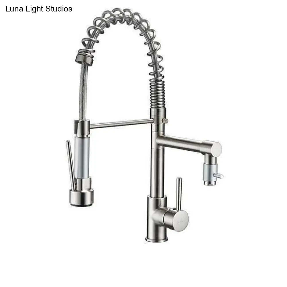 Hydrobliss - Dual Spout Pull Out Spring Faucet Brushed Nickel Kitchen Faucets