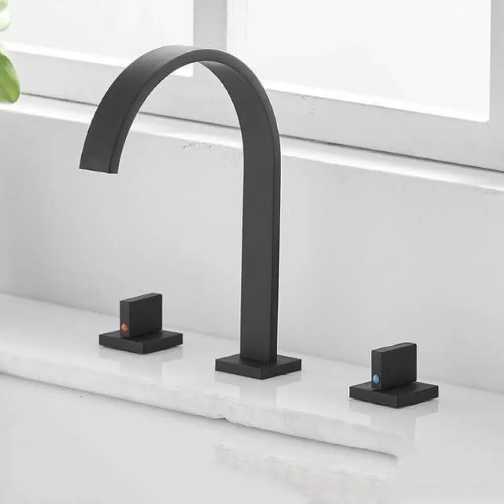 Hydrobliss - Modern Double Handle Bathroom Faucet Matte Black